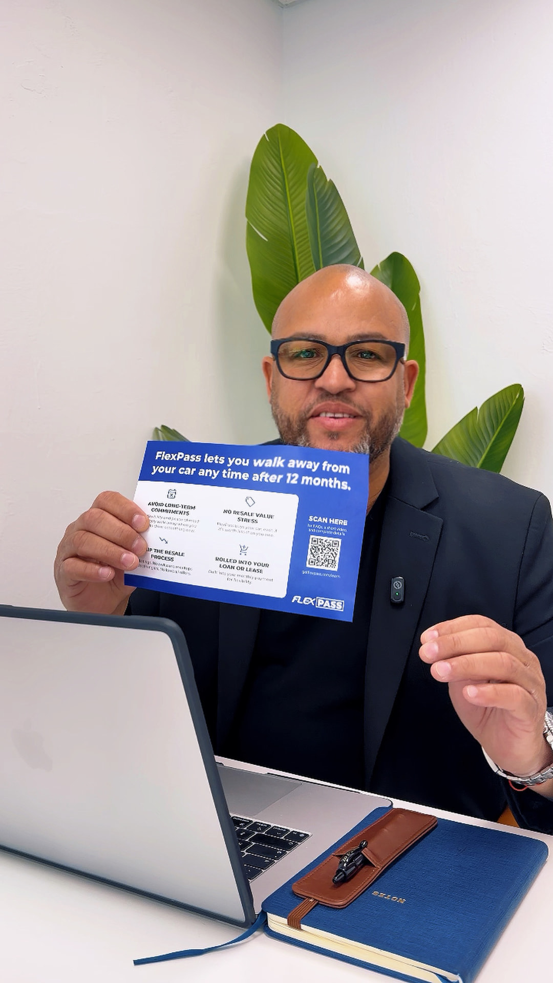 Alexander Montalvo presenting the FlexPass program card